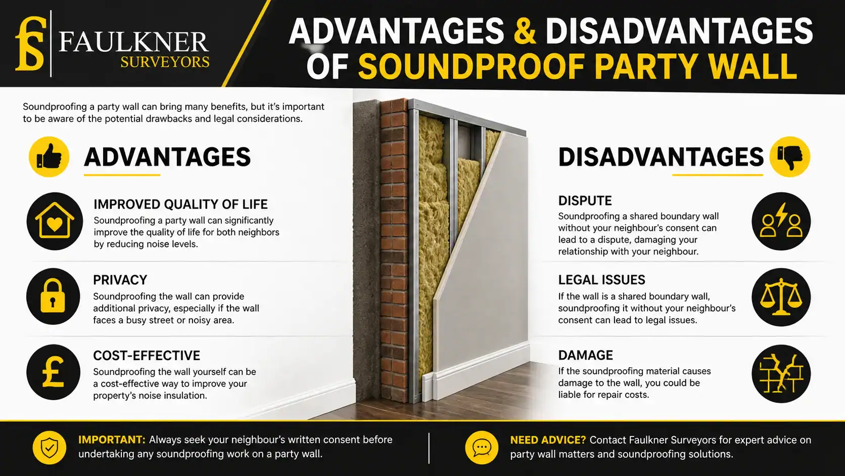 Can you soundproof a Party wall? 2 Advantages and Disadvantages of Soundproof Party Wall Lewes